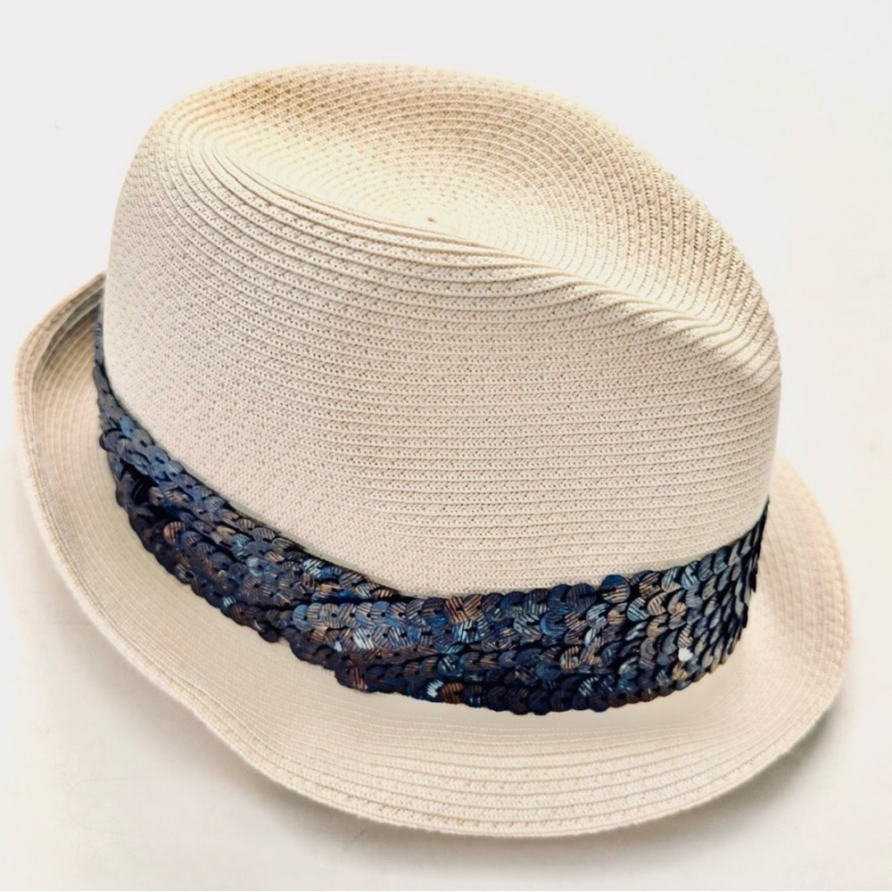 EUGENIA KIM, Straw Hat with Sequin Ribbon, Never worn